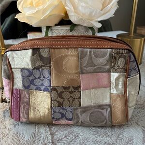 Authentic Coach Patchwork Cosmetic Bag - style F11708 Canvas and Leather